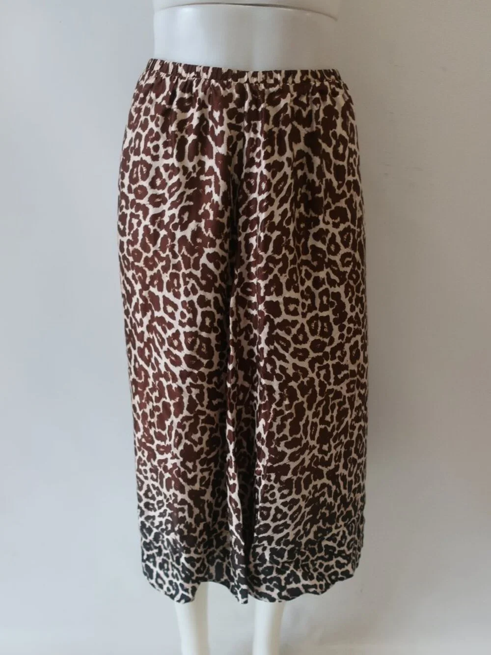 NWT Womens Bella Dahl Brown Beige (Item- 308) Rayon Silk Ombre Leopard Skirt S